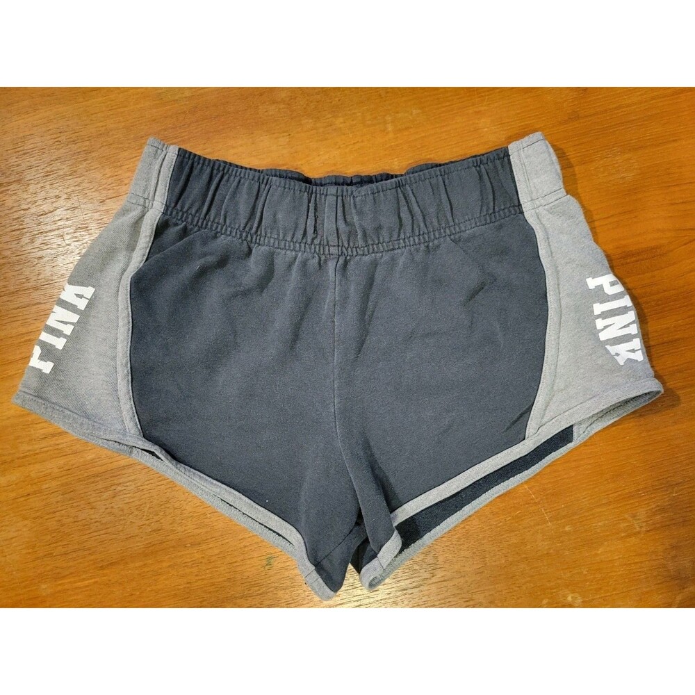 Victoria's Secret PINK Dolphin Shorts Black Gray Logo Drawstring Women Small